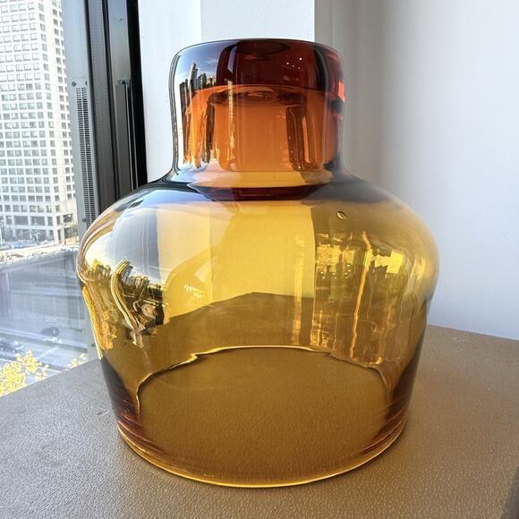 Blenko Handmade Glass 7122 Large Bowl Vase Wheat John Nickerson Art Glass 9 1/4” - Picture 10 of 11